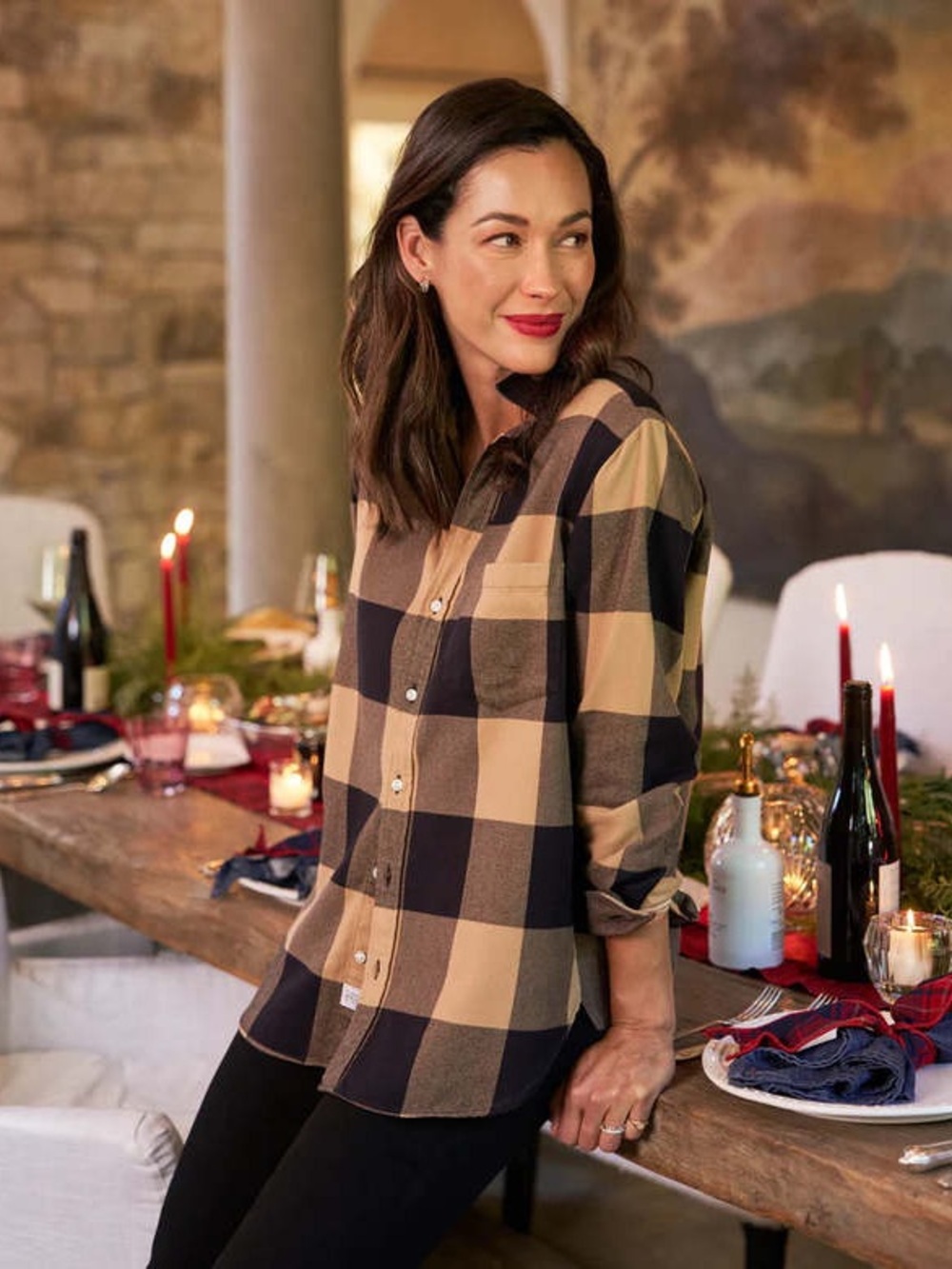 Frank & Eileen Joedy Flannel Tan and Black Check Shirt